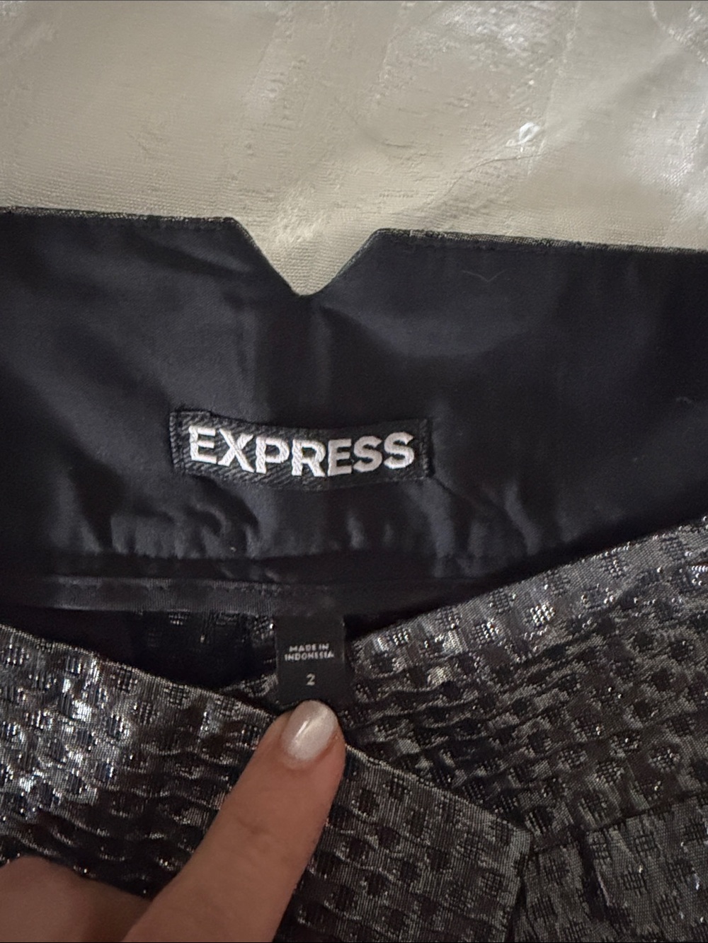 Express Shimmery Black Textured Shorts - Picture 2 of 3